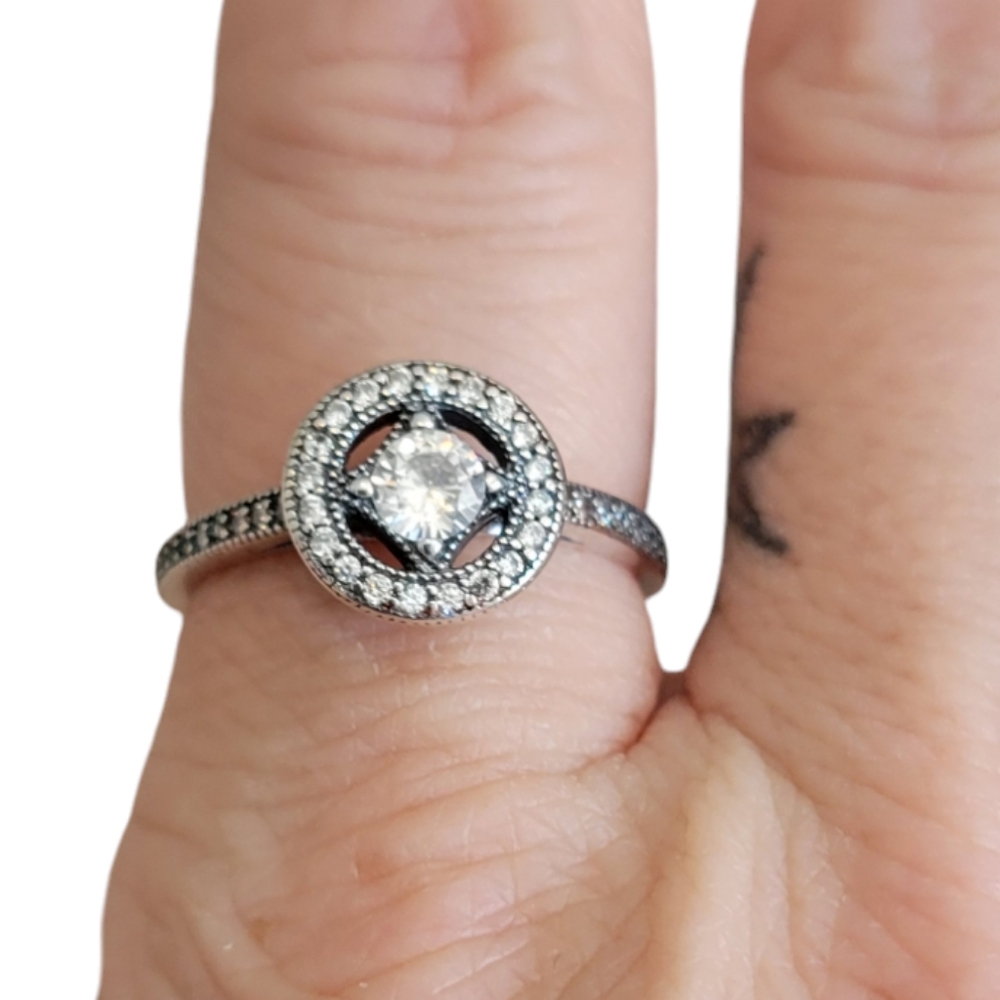 🎆Sterling Silver 925 Promise Engagement Ring Sparkling Rhinestones Size 7, 8 - Picture 5 of 5
